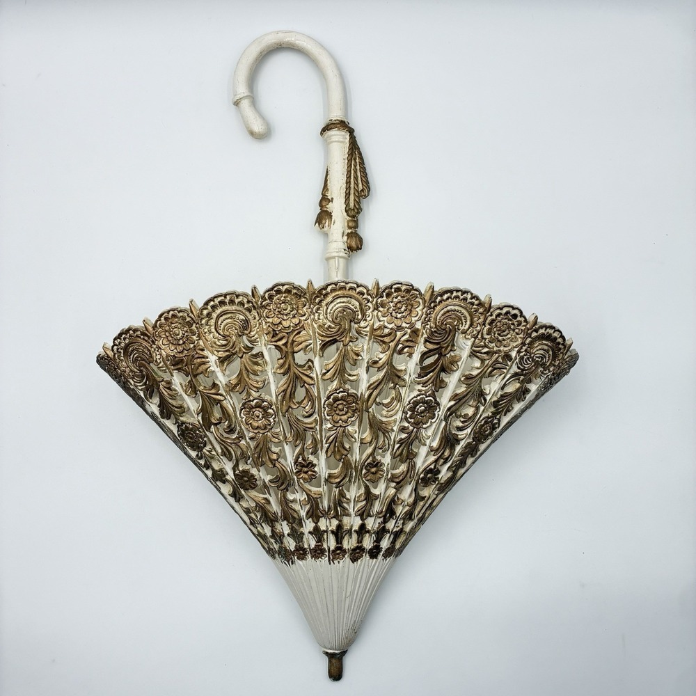 Vintage 1965 Burwood Plastic 23" Lace Parasol Wall Pocket Ivy Planter Home Decor